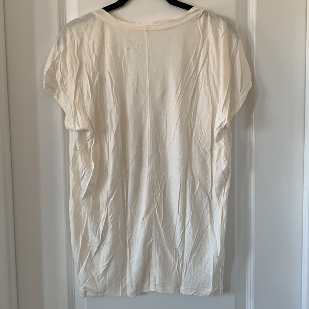NWT LOFT Ivory Pretzel Twist V-Neckline Short Sleeves Sheer Top Size S - Picture 9 of 15